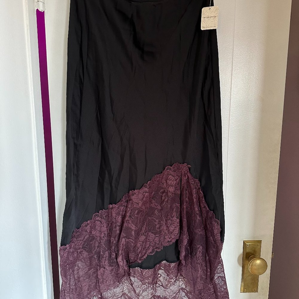 Free People NWT black and purple slip skirt